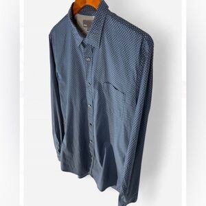 Vince Men's Button Down Lightweight Designer Tailored Fit Blue Large